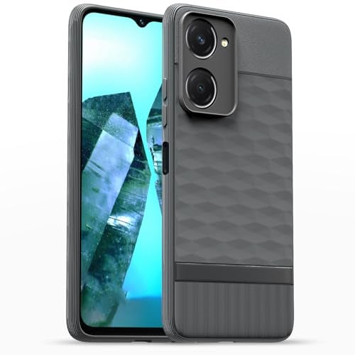 Pikkme Back Cover for iQOO Z9 Lite 5G / Vivo T3 Lite 5G / Vivo Y18 / Y18e / Y03 Camera Protection 3D Hexa Cube Design Silicone Protective Bumper Case (Grey) - Image 1