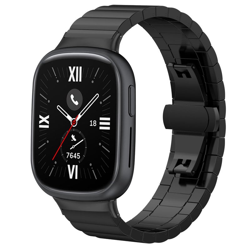 إيروريكس سوار ساعة For Honor Watch 4 Tma-L19 من الفولاذ المقاوم للصدأ بقطر 20 مم من الخيزران بخرز واحد (أسود) - Image 1