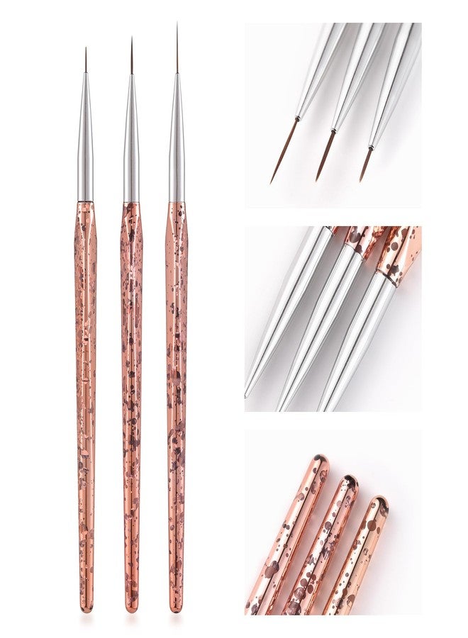 Rolabling Nail Art Liner Brush Set 3PCS Striping Brushes for Gel & Acrylic Nails Orange Pink Clear Nylon Hair with Acrylic Handle Metal Collar Fine Tip for Detailing Designs Manicure (Orange) - Image 1