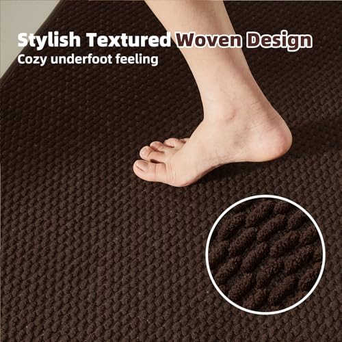 TYUU Bathroom Rugs Non Slip Washable, Super Absorbent Thin Bath Mat Small Quick Dry Low Pile Bathroom Rug, Brown 20"x30" - Image 3