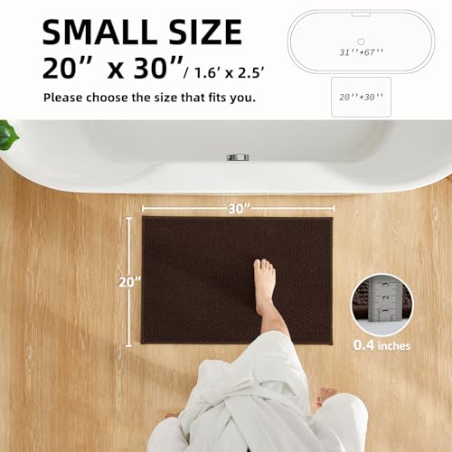 TYUU Bathroom Rugs Non Slip Washable, Super Absorbent Thin Bath Mat Small Quick Dry Low Pile Bathroom Rug, Brown 20"x30" - Image 2