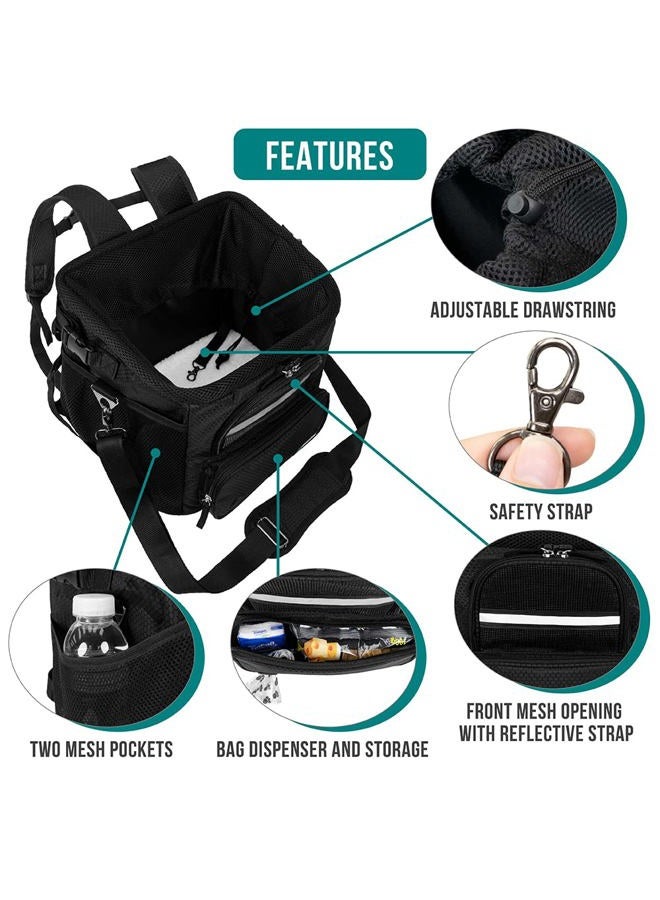 PetAmi سلة دراجة للكلاب، حاملة دراجة ناعمة الجوانب للكلاب، حقيبة ظهر لحاملة دراجة الكلاب، سلة دراجة للحيوانات الأليفة لمقود الدراجة، مقعد معزز للسيارة للكلاب الصغيرة والمتوسطة والقطط مع حزام أمان (أسود) - Image 3