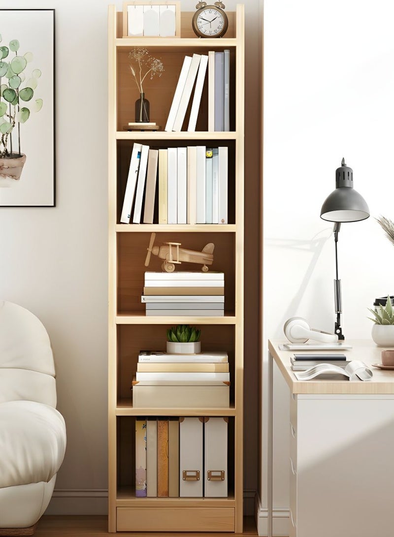 LINGWEI 6-Tier Open Book Shelf Cabinet Modern Display Storage Rack Bookcase for Living Room, Home Office, Bedroom - Natural  - Image 1