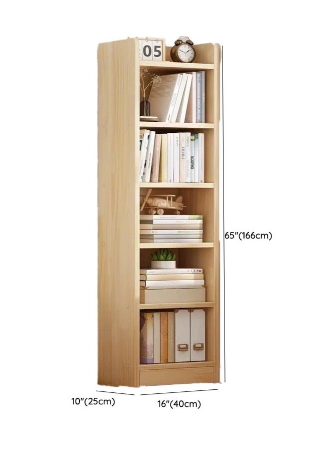LINGWEI 6-Tier Open Book Shelf Cabinet Modern Display Storage Rack Bookcase for Living Room, Home Office, Bedroom - Natural  - Image 2
