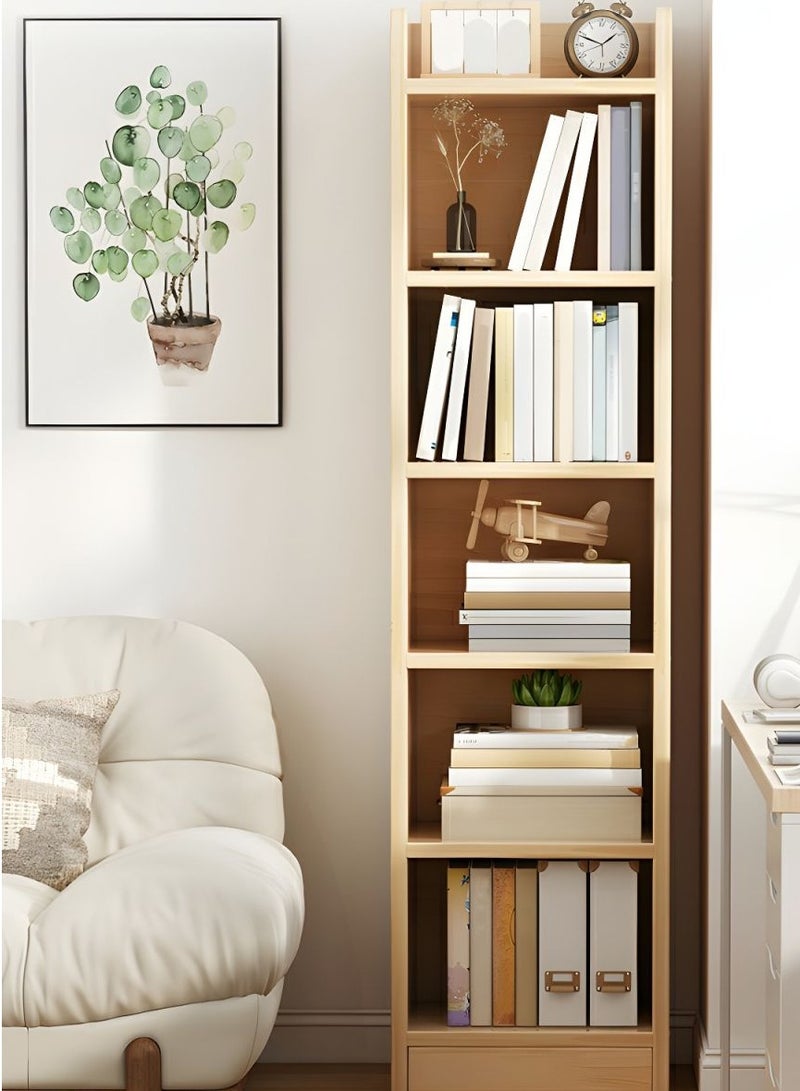 LINGWEI 6-Tier Open Book Shelf Cabinet Modern Display Storage Rack Bookcase for Living Room, Home Office, Bedroom - Natural  - Image 5