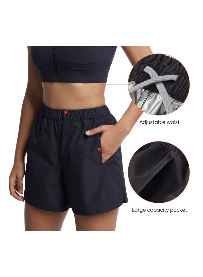 SOLARAE Women's Sauna Shorts and Sweat Pants for Gym Workouts, Thigh Slimming Suit, Waist Trainer, Weight Loss Fitness Outfit, Exercise Sauna Suit (XL) - Image 1