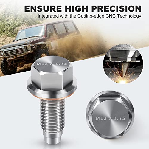 OxyGenie M12 x1.75 Magnetic Oil Drain Plug Stainless Steel with Red Copper Washer Gaskets Replacement for Chevrolet, GMC, Buick and Cadillac - Image 3