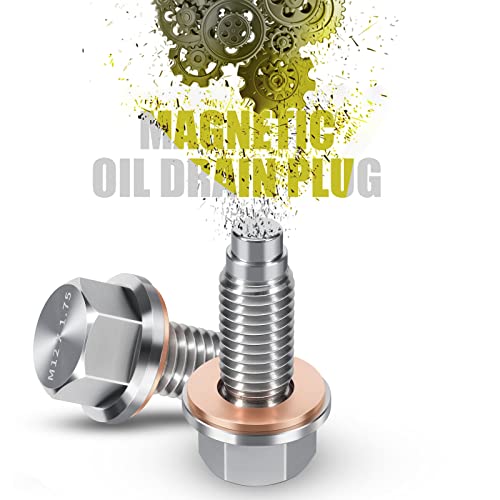 OxyGenie M12 x1.75 Magnetic Oil Drain Plug Stainless Steel with Red Copper Washer Gaskets Replacement for Chevrolet, GMC, Buick and Cadillac - Image 2