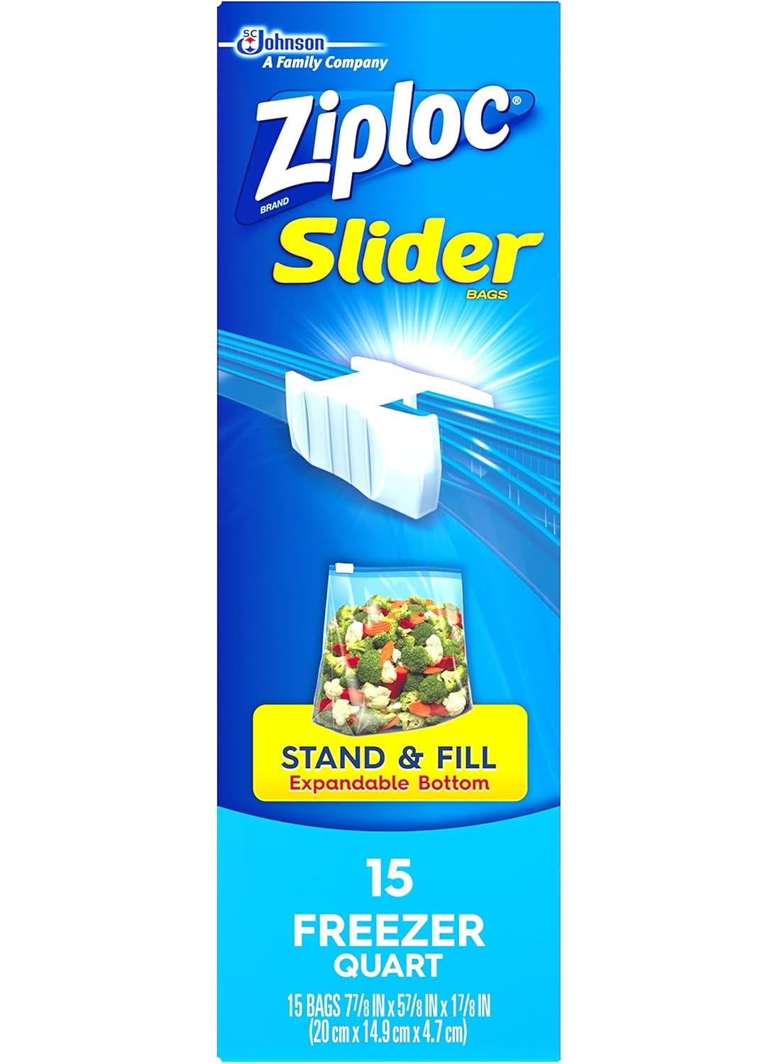 Ziploc Ziploc Slider Bag Freezer Quart 15Count Pack of 3  - Image 5