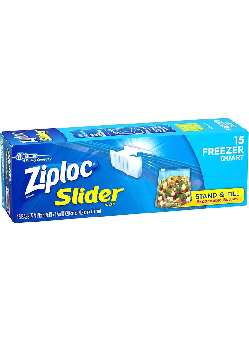 Ziploc Ziploc Slider Bag Freezer Quart 15Count Pack of 3  - Image 4