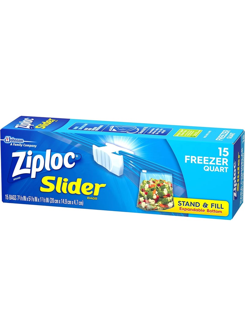 Ziploc Ziploc Slider Bag Freezer Quart 15Count Pack of 3  - Image 3