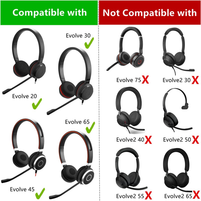 YDYBZB غطاء وسادة الأذن 1 زوج من وسائد الأذن بديل متوافق مع سماعة Jabra Evolve 20 30 40 65 (لا تناسب Evolve2 30/Evolve2 40/Evolve2 50/Evolve2 55/Evolve2 65) - Image 2