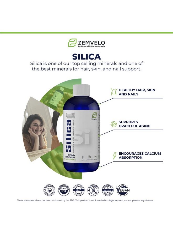 Zemvelo Liquid Ionic Silica Hair Skin  Nails Nutrition  Collagen Support  Joint Support For Health Tendons  Cartilage  8 Oz 48 Day Supply  - Image 3