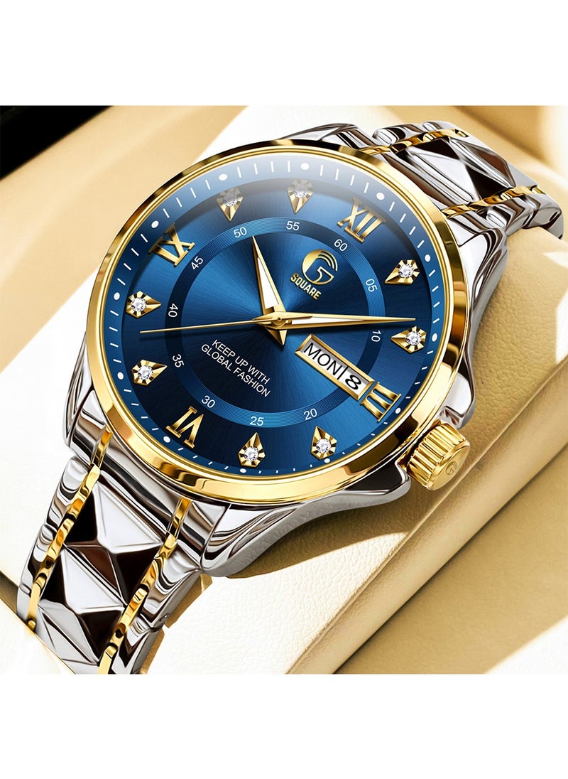 Gsquare Men's Analog Quartz Blue Dial Stainless Steel Watch-2910  - Image 2
