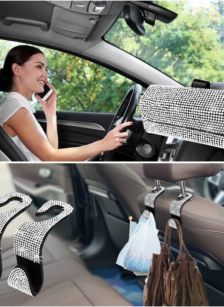 Excefore - Bling Glasses Holder with Car Hooks, Car Glasses Case Crystal Sunglasses Holder for Car Sun Visor Sunglasses Storage Case Organizer - Image 1