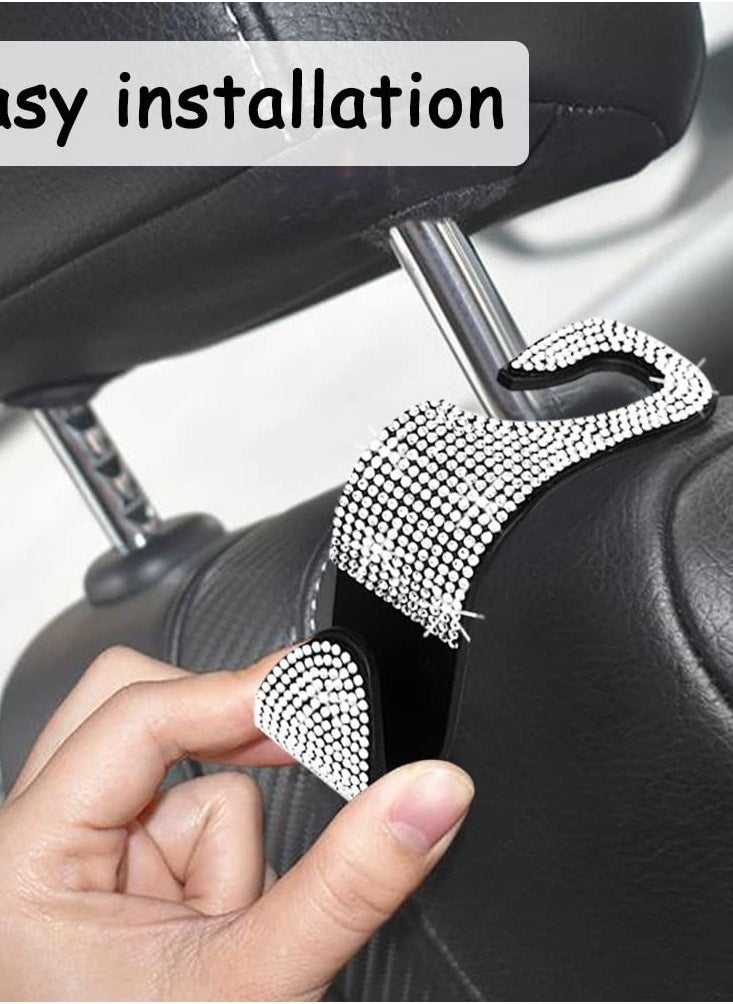 Excefore - Bling Glasses Holder with Car Hooks, Car Glasses Case Crystal Sunglasses Holder for Car Sun Visor Sunglasses Storage Case Organizer - Image 1
