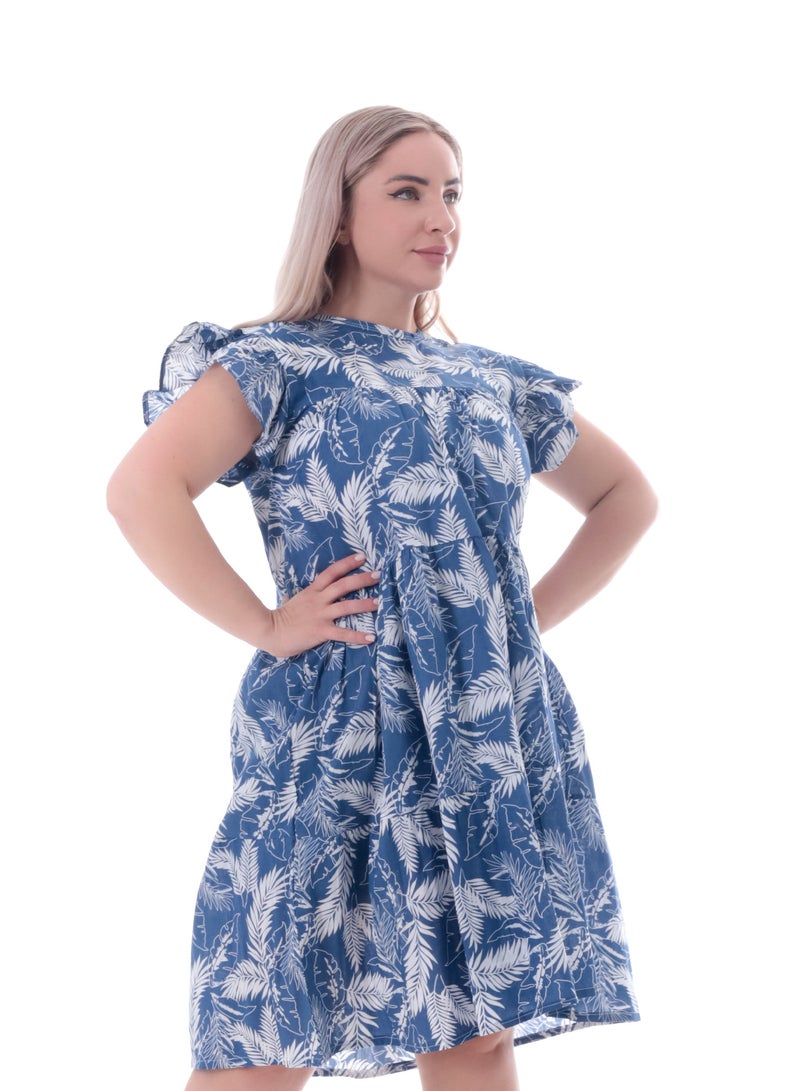 بيبو فستان حريمي مشجر قصير اكمام قصيرة - Image 1