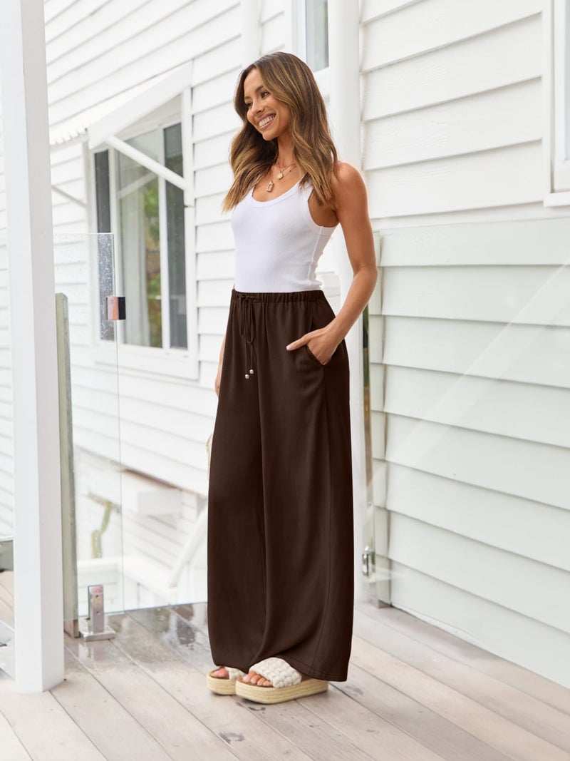 LILLUSORY Linen Wide Leg Pants Womens Palazzo Flowy Beach Vacation 2026 Summer Spring Fashion Outfits Clothes Clothing Trendy Skirts Cute Resort Wear Cruise High Waisted Boho Travel Trousers Pockets - Image 3