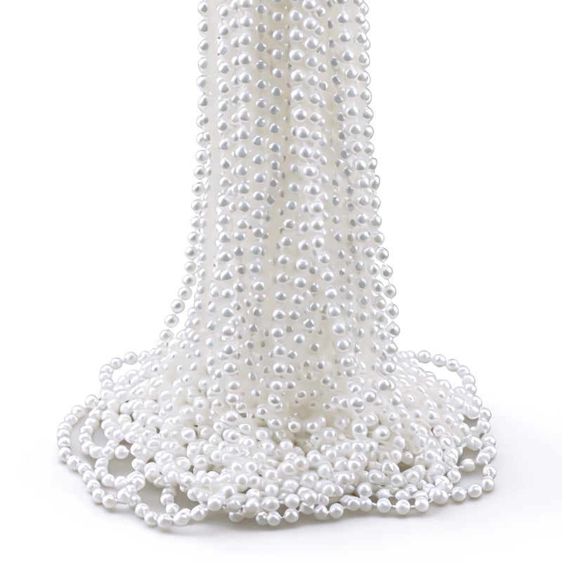WEOXPR White Faux Pearl Bead Necklaces BulkMardi Gras Beads Necklace32 Inch Faux Pearl Necklaces for Women Party Decorations Necklace 20 - Image 2