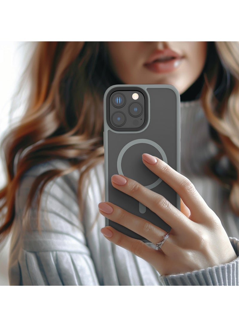 LEVELO - MagSafe Matte Solo Case for iPhone 16 Pro Max with Impact-Resistant Corners/ 3H Scratch Resistance/ Matte TPU Bumper Lightweight & Hybrid Design - Grey - Image 1