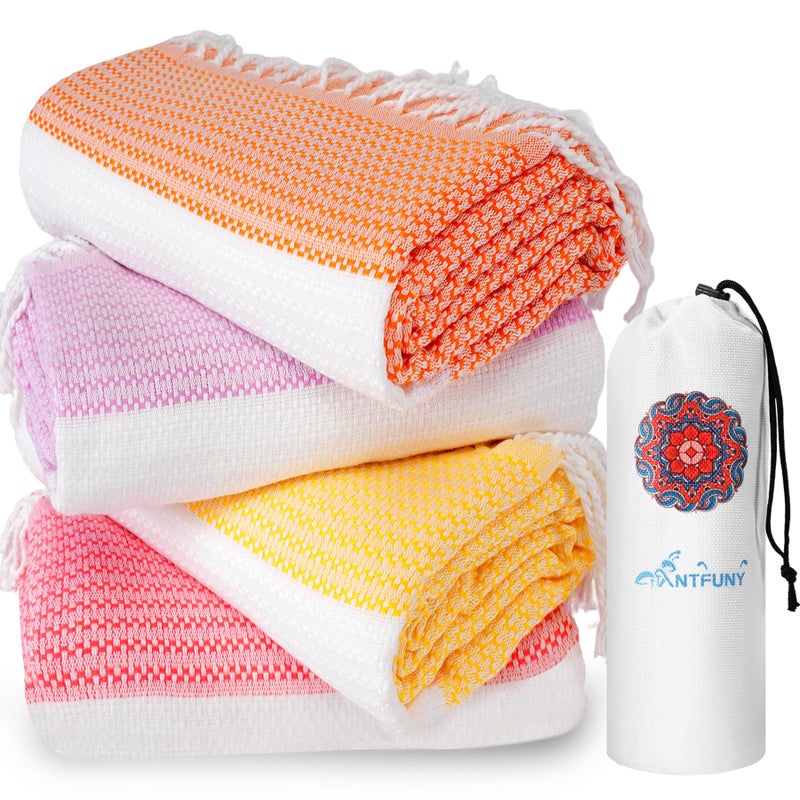 Antfuny Turkish Beach Towels Vacation Essentials Quick Dry Absorbent Adult Oversized Bath Pool Swim Long Towel Lightweight Thin Fast Drying Over The Lounge Chair Towel Sand Repellent Anti Green - Image 1