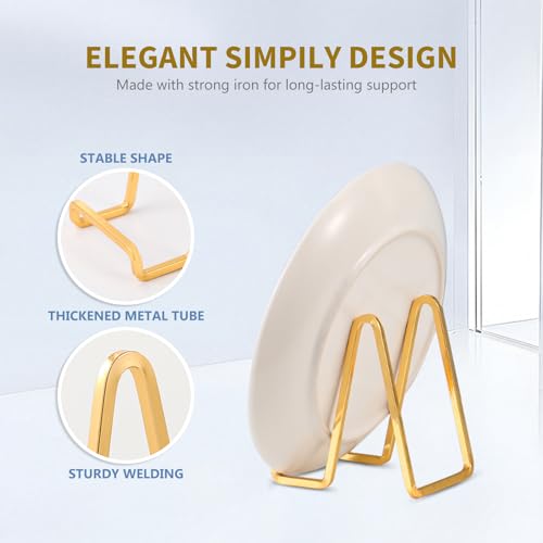 DIDUDIDU Plate Holder Easel Display Stand - 4.5 inch Metal Plate Stands for Display - Tabletop Picture Stand - Gold Iron Easels for Display Pictures | Photo Frames | Book | Decorative Plates | Plaque - 3 Pack - Image 4
