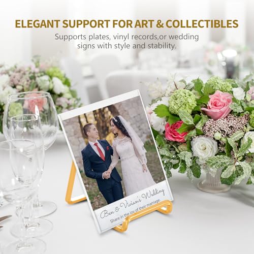 DIDUDIDU Plate Holder Easel Display Stand - 4.5 inch Metal Plate Stands for Display - Tabletop Picture Stand - Gold Iron Easels for Display Pictures | Photo Frames | Book | Decorative Plates | Plaque - 3 Pack - Image 5