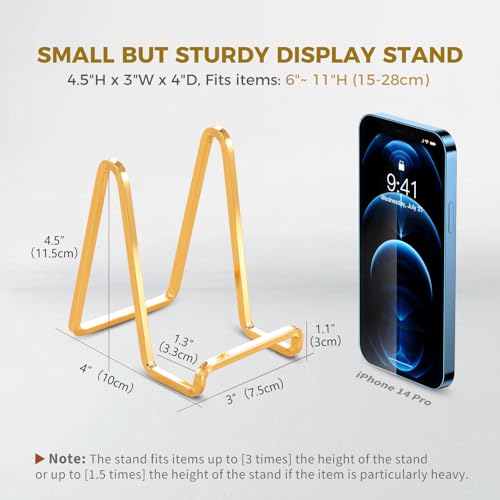 DIDUDIDU Plate Holder Easel Display Stand - 4.5 inch Metal Plate Stands for Display - Tabletop Picture Stand - Gold Iron Easels for Display Pictures | Photo Frames | Book | Decorative Plates | Plaque - 3 Pack - Image 2