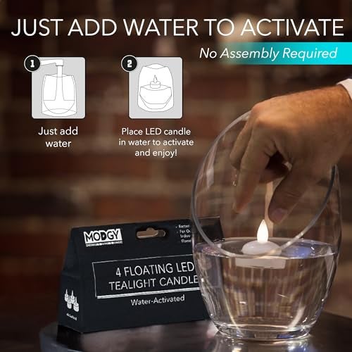 MODGY LED Floating Tealight Candles Flameless Battery Operated Flickering Light Candle, Water-Activated, White, Set of 4 - Image 4