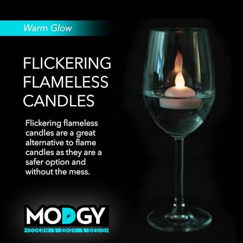 MODGY LED Floating Tealight Candles Flameless Battery Operated Flickering Light Candle, Water-Activated, White, Set of 4 - Image 5
