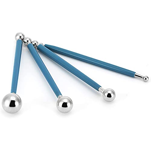 Ailaxq Cake Decorating Metal ball Fondant Pan Flower Clay Sugar Craft Ball Model DIY Tool (Blue) - Image 3