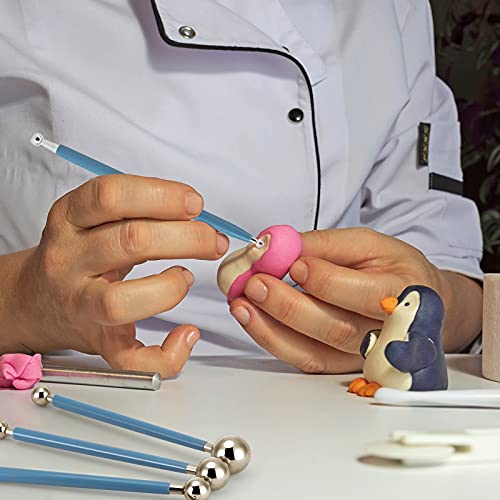 Ailaxq Cake Decorating Metal ball Fondant Pan Flower Clay Sugar Craft Ball Model DIY Tool (Blue) - Image 5