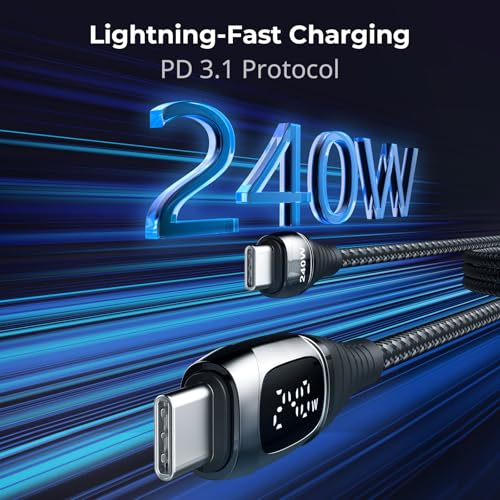 SMALLRIG 240W USB C to USB C Cable 328ft PD 31 240W Fast Charging Cable with LED Dislpaly V Mount Battery for Anker Charger for iPhone 17 for Samsung S23 for MacBook Pro - Image 3