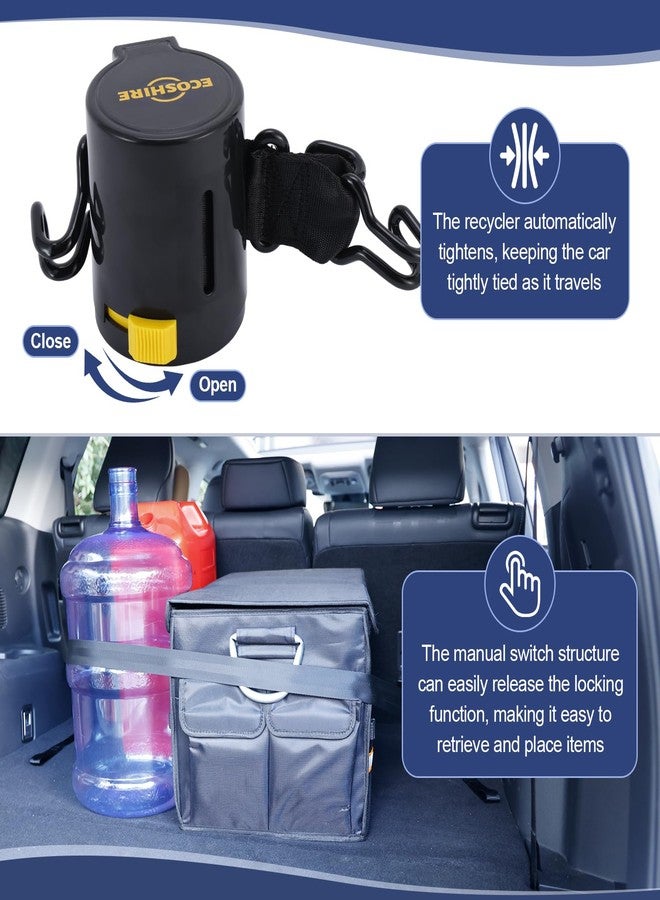 ECOSHIRE Cargo Straps for Car Trunk - Self-Retracting Tie-Down Straps - 2-Point Ratchet Tie-Down Straps with Hooks - Heavy-Duty Car Straps for Cargo Organization and Storage - for SUVs, Hatchbacks - Image 4