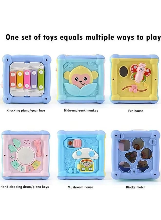 Musical Educational Learning Toy Music Hand Drum  Children's  Early Development Toys Hexahedron Intelligent Toy   Multi-Function Activity Cube Toy for Baby  With Light and Music Early Educational Activity Toy for Toddlers 14 in 1 Activity Toys for Babies Learning - Image 4
