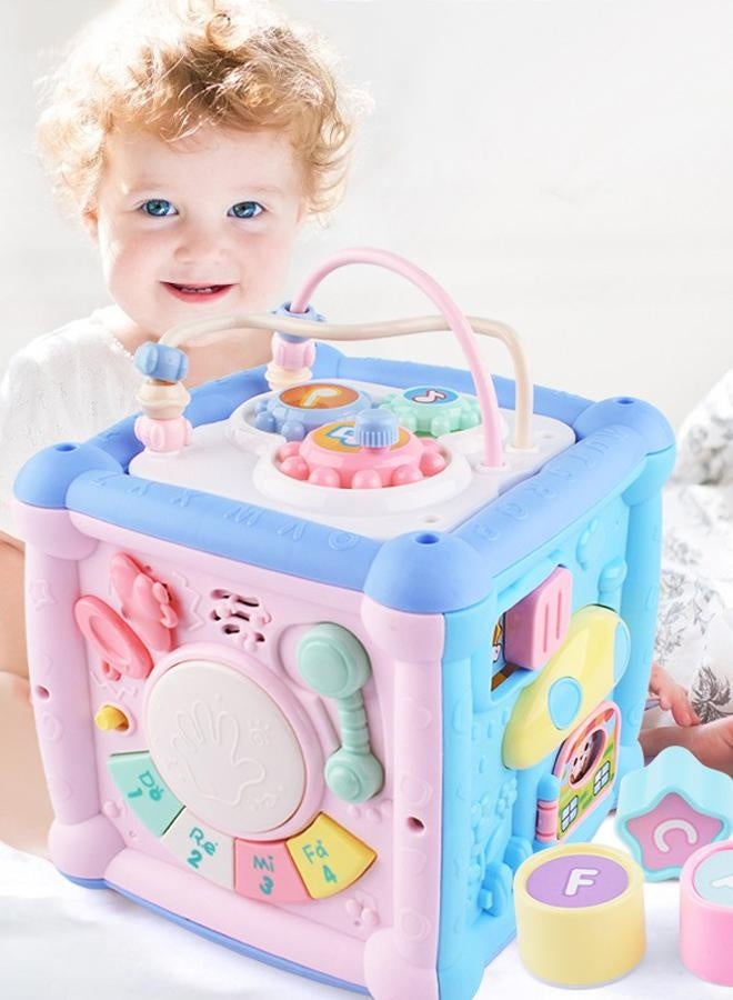 Musical Educational Learning Toy Music Hand Drum  Children's  Early Development Toys Hexahedron Intelligent Toy   Multi-Function Activity Cube Toy for Baby  With Light and Music Early Educational Activity Toy for Toddlers 14 in 1 Activity Toys for Babies Learning - Image 1