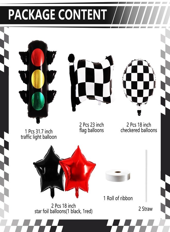 Vuzvuv 7PCS Race Car Balloon Set, Traffic Light,Checkered Flag,Checkered Balloons for Car Theme Decoration,Birthday Party Supplies - Image 2