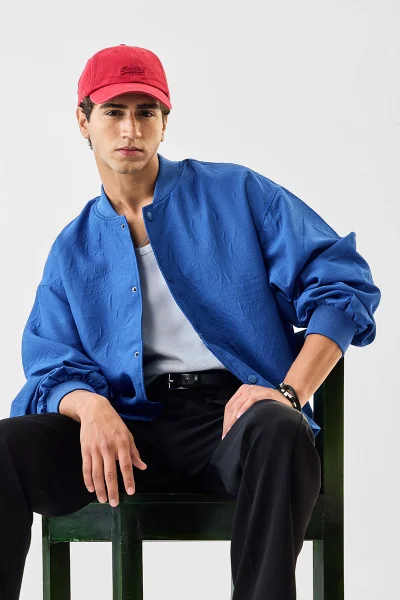 SNITCH Snap Button Oversized Bomber Jacket
