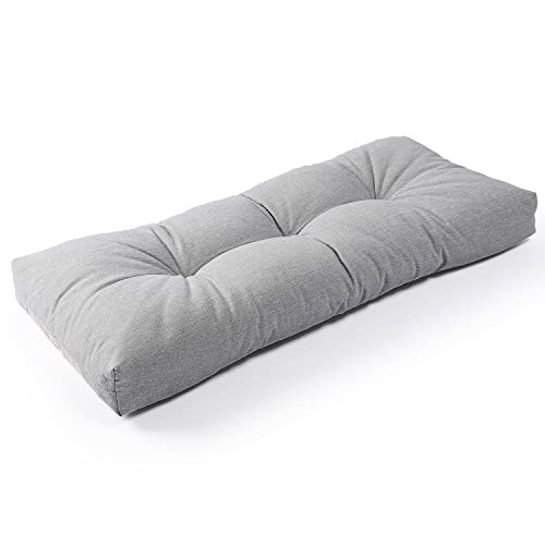 SUNROX LokGrip Non Slip Tufted Memory Foam Bench Cushion, FadeShield Water Resistant Durable Thicken Outdoor/Indoor Bench Seat Pads 36x14x4 inch, Heather Grey - Image 1