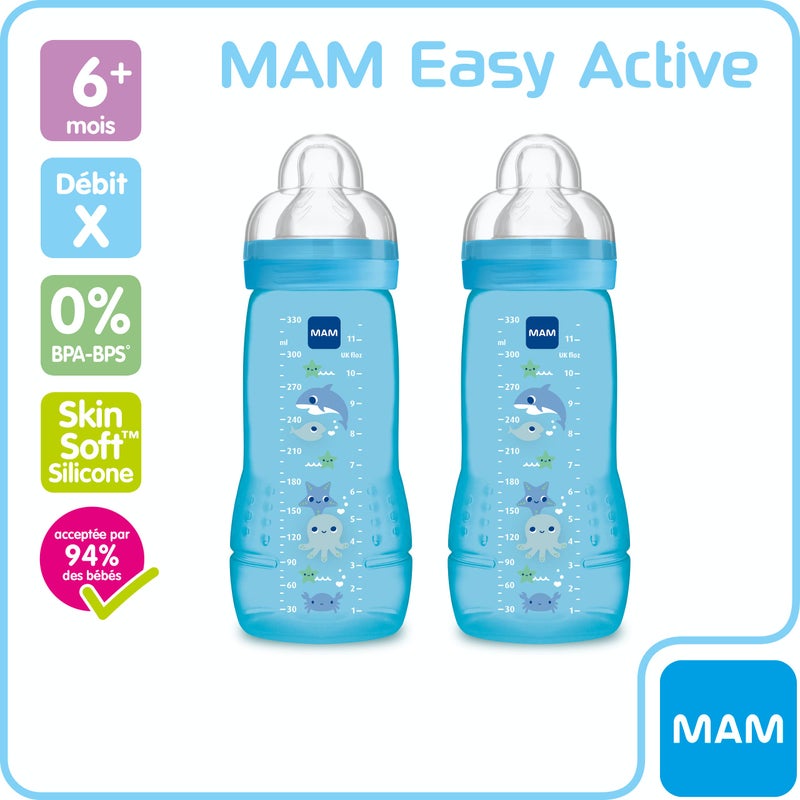 Mam 2 2nd Age 330ml Bottles 6 Months and + - Model: Boy - Image 2