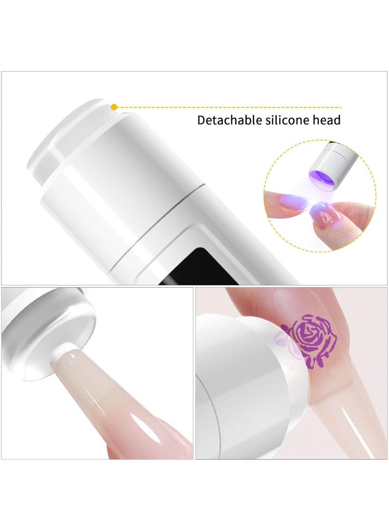 White Mini Uv Light for Nails,Portable Small Handheld Uv Light for Gel Nails,Cordless Rechargeable Flash Cure Lamp,Squish Pen Gel Lamp with 4 Soft - Image 4
