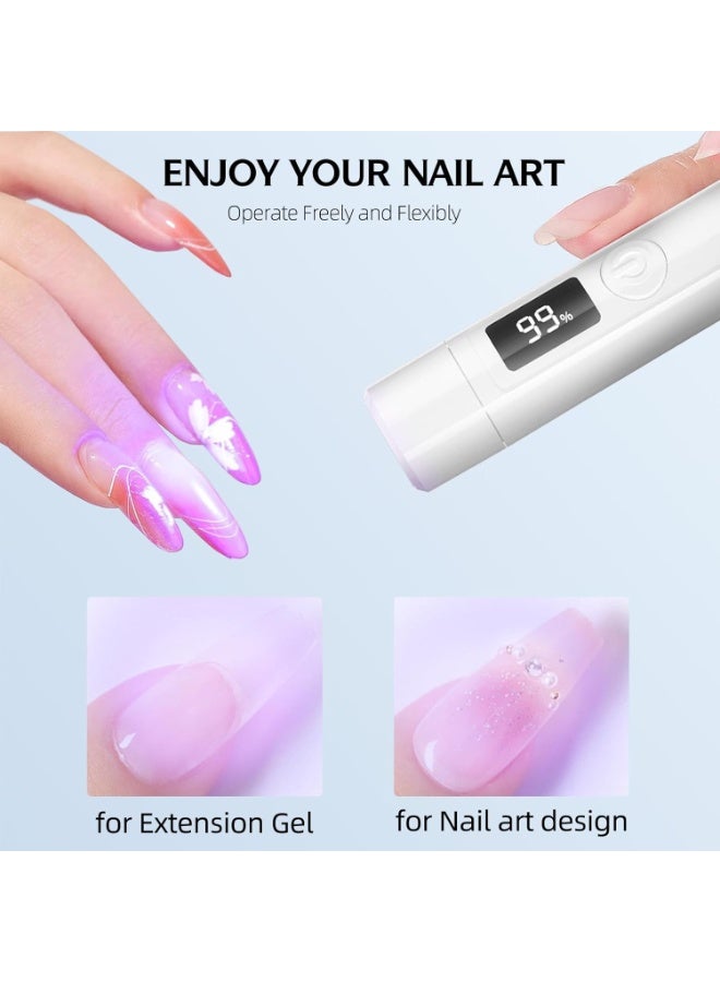 White Mini Uv Light for Nails,Portable Small Handheld Uv Light for Gel Nails,Cordless Rechargeable Flash Cure Lamp,Squish Pen Gel Lamp with 4 Soft - Image 3
