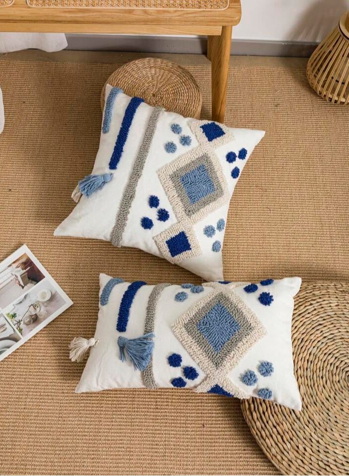 AL-HRAER One Piece Of Embroidered Cotton Cushion Cover with Bohemian Embroidered And Furry Patterns Soft And Elegant And Modern Feeling Without Filling - Image 2