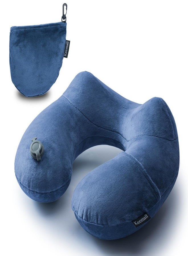 Keemall Inflatable Neck Pillow Airplane, Comfortable Inflatable Travel Neck Pillows for Airplanes Traveling on Plane, Soft Plush Cover Head Neck Rest Sleeping Long Flight for Car Train Office Home - Image 1