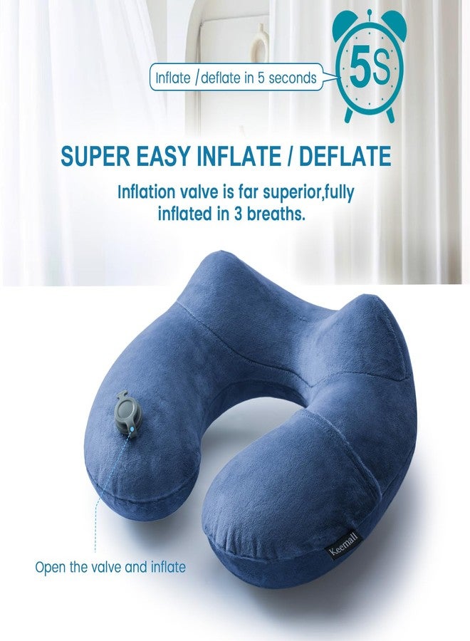 Keemall Inflatable Neck Pillow Airplane, Comfortable Inflatable Travel Neck Pillows for Airplanes Traveling on Plane, Soft Plush Cover Head Neck Rest Sleeping Long Flight for Car Train Office Home - Image 3