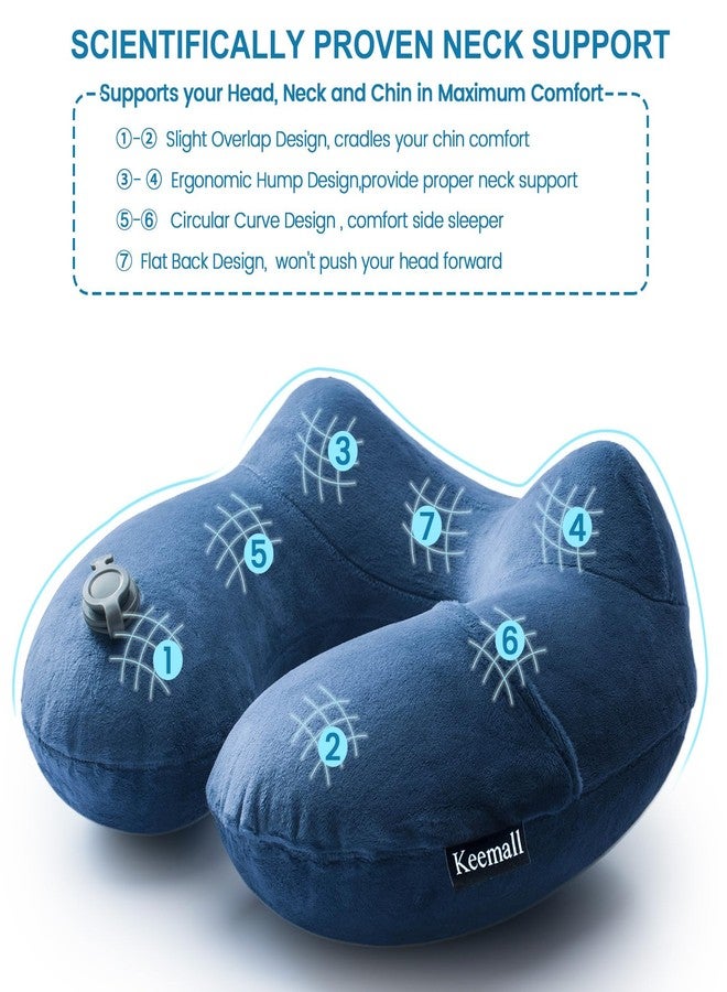 Keemall Inflatable Neck Pillow Airplane, Comfortable Inflatable Travel Neck Pillows for Airplanes Traveling on Plane, Soft Plush Cover Head Neck Rest Sleeping Long Flight for Car Train Office Home - Image 4
