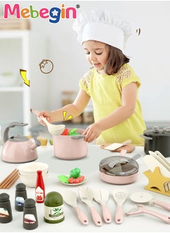 MEBEGIN 32PCS Kitchen Pretend Play Toy, Cooking Playset with Rich Accessaries, Play Food Set, Fun Pretend Role Play Toy, Creative Play House Toys, Pre School Learning Educational Toys, Ideal Gift for Kids Aged 3+  - Image 1