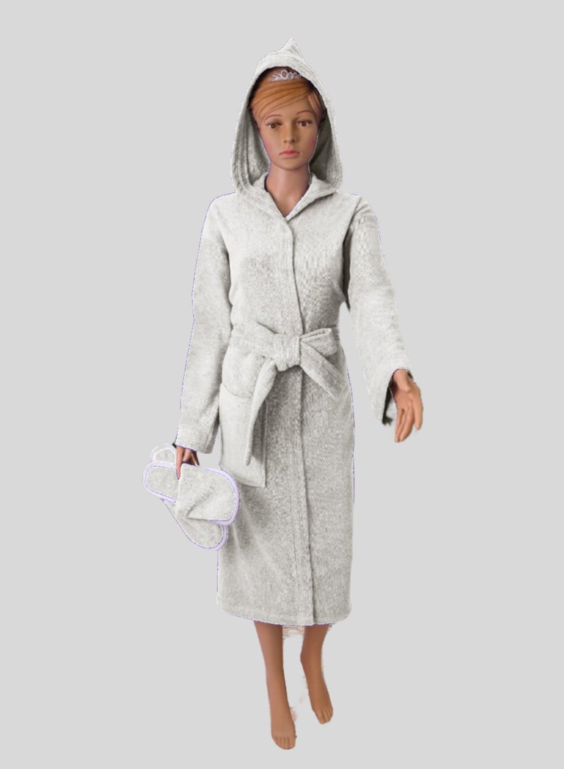 Banotex Luxurious Egyptian cotton bathrobe in sugar color, suitable for men and women, comes with a cape, slippers, and a waist belt. Available in sizes to suit everyone.  - Image 1
