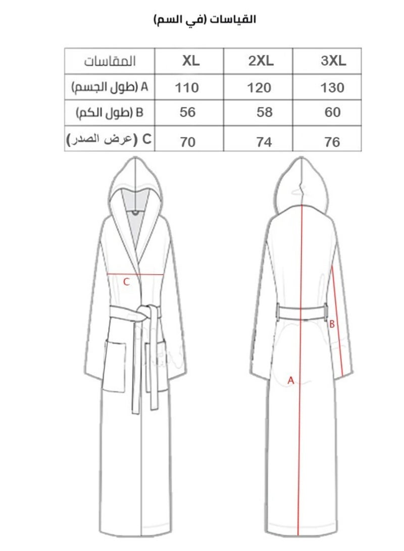 Banotex Luxurious Egyptian cotton bathrobe in sugar color, suitable for men and women, comes with a cape, slippers, and a waist belt. Available in sizes to suit everyone.  - Image 2