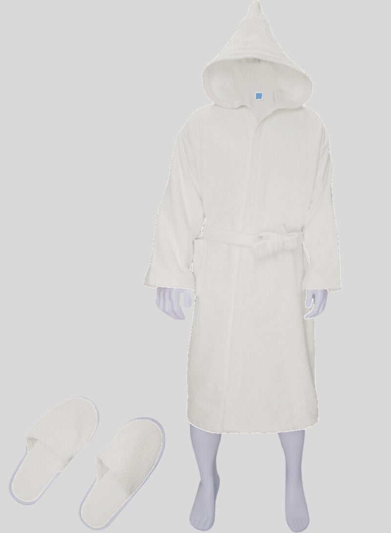 Banotex Luxurious Egyptian cotton bathrobe in sugar color, suitable for men and women, comes with a cape, slippers, and a waist belt. Available in sizes to suit everyone.  - Image 3
